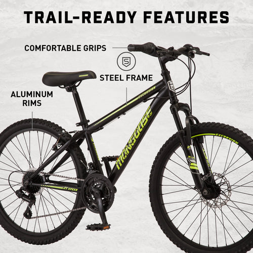 24-in. Unisex Mountain Bike, Black and Yellow, 21 Speeds M87892