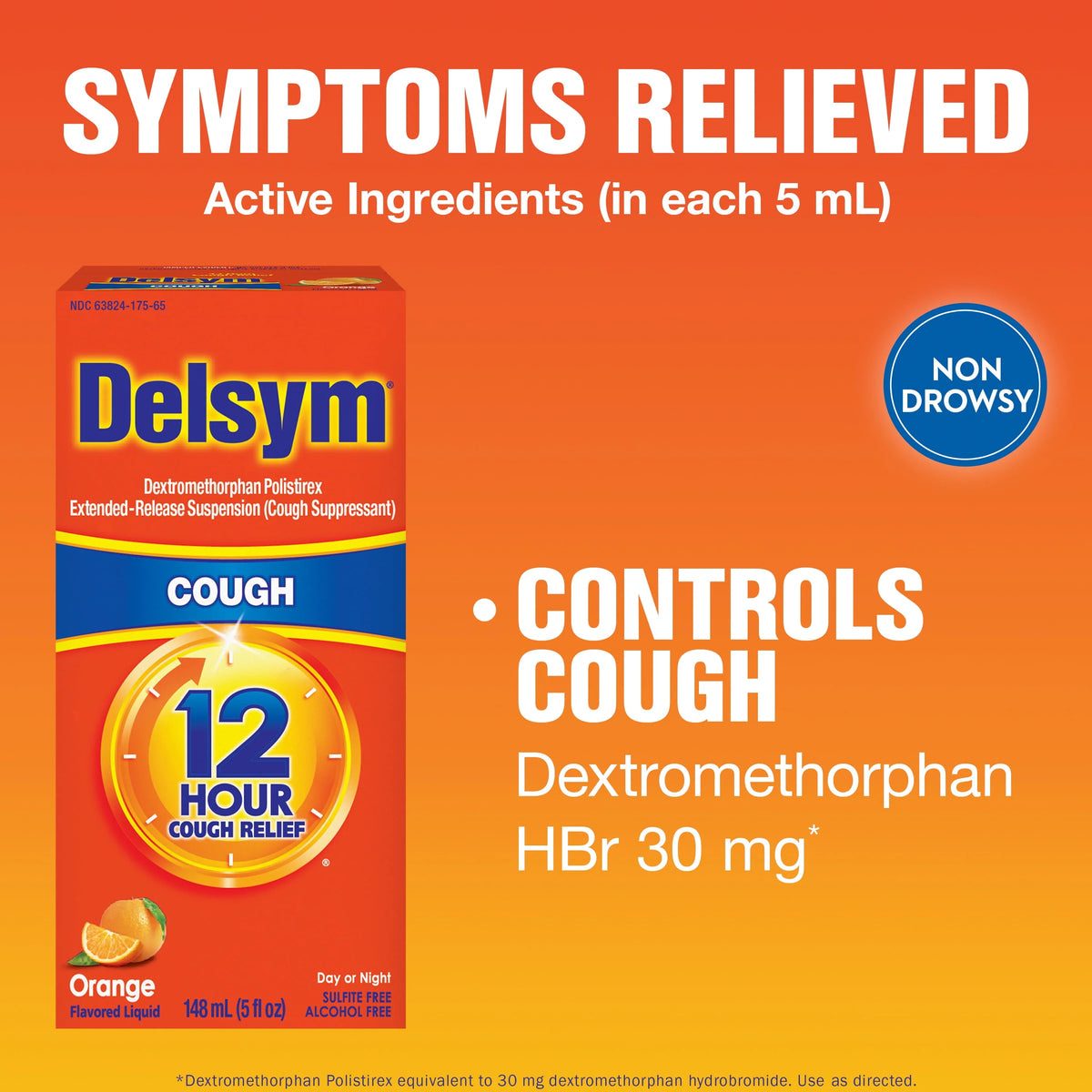 12 hour Cough Relief Liquid Orange Flavor 5 Fl Oz U787514