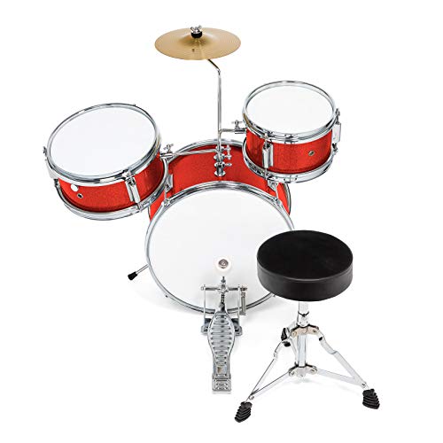 3-Piece Kids Drum Set with 14" Bass, Throne, Cymbal, Pedal & Drumsticks M282