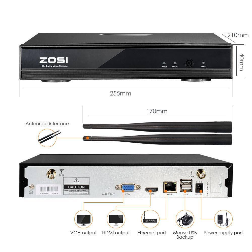 White 8-Channel NVR Security Camera System with 4 Wireless Bullet Cameras W7864