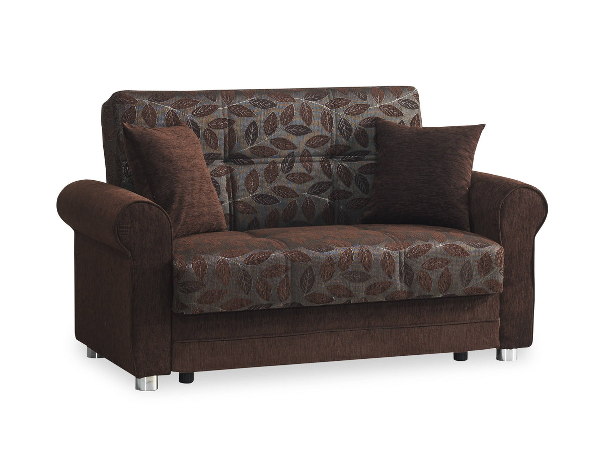 Dark Brown Chenille Loveseat F6986