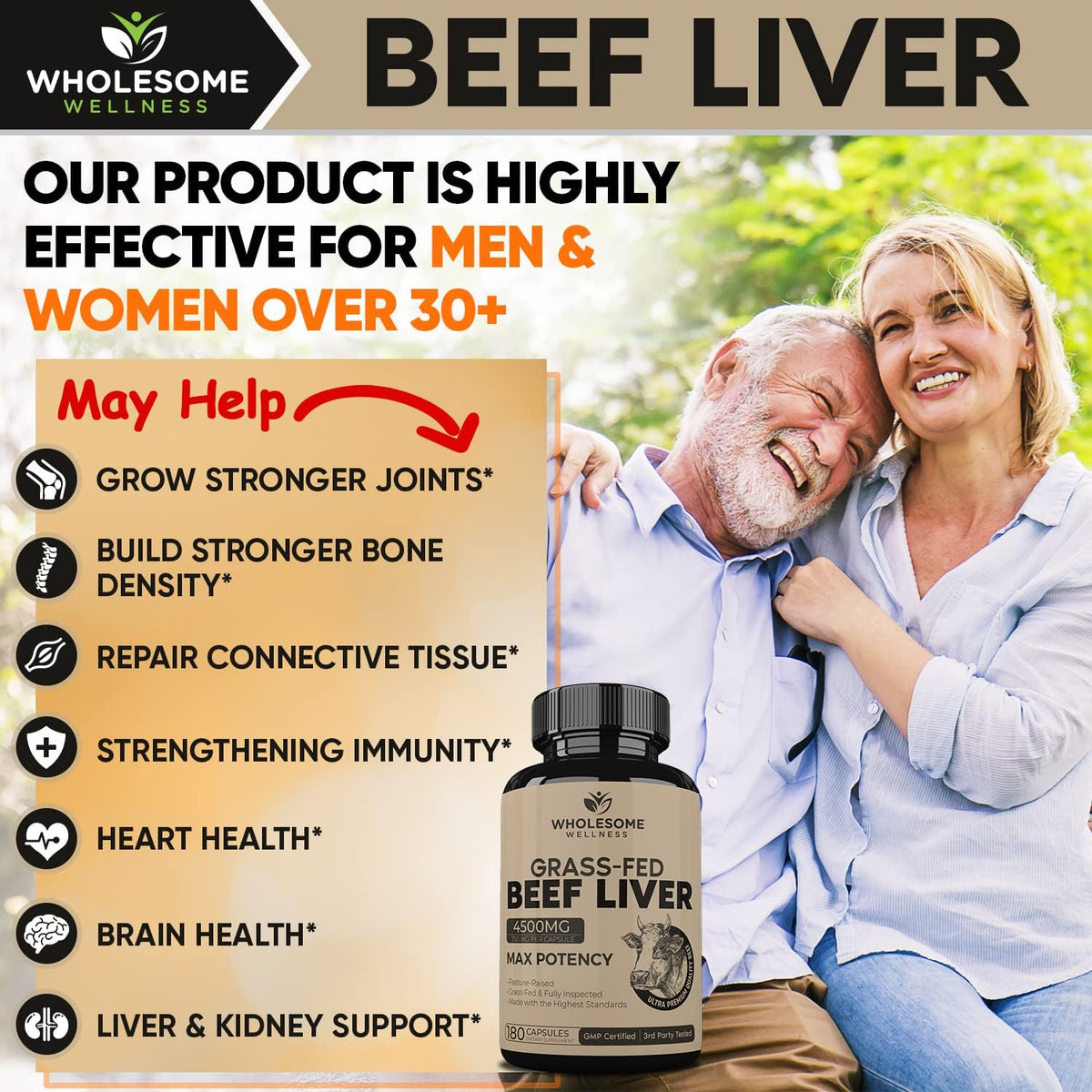 180 Pills 750mg Beef Liver Capsules W493023