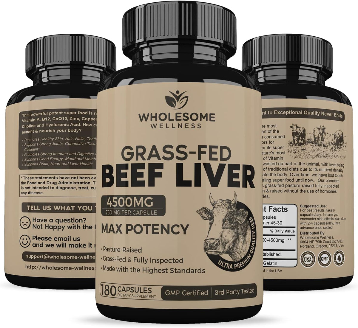 180 Pills 750mg Beef Liver Capsules W493023