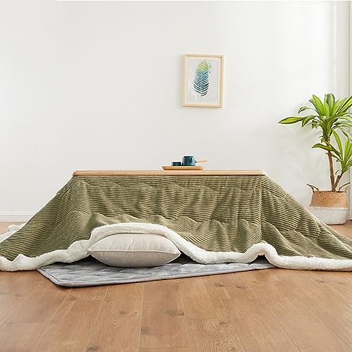 Kotatsu Table Blanket with Electric Heater, Japanese Furniture Futon Floor Table Set, Wooden Coffee Table H875331