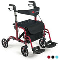 Red Aluminum Adjustable Rollator Walker K7467