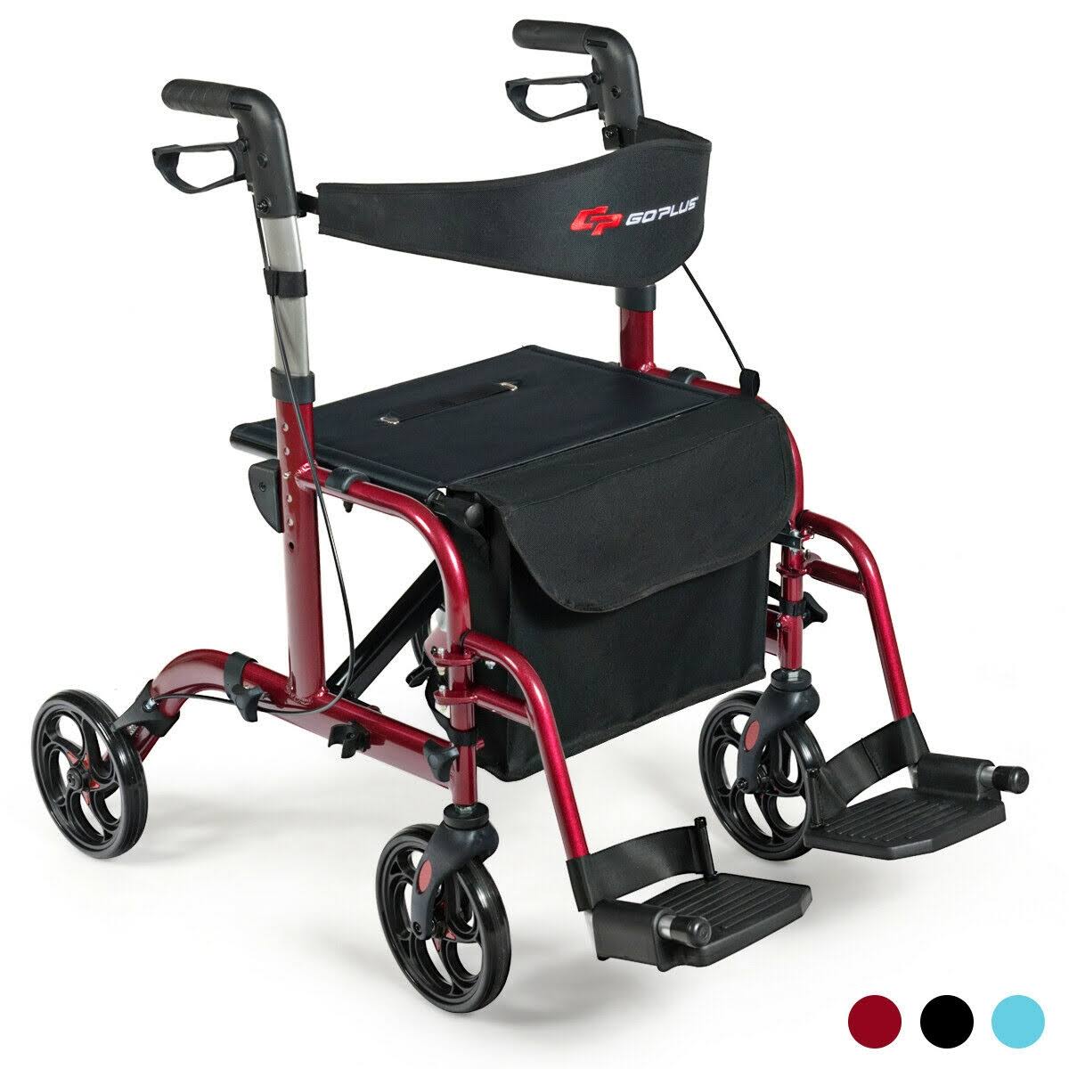 Red Aluminum Adjustable Rollator Walker K7467