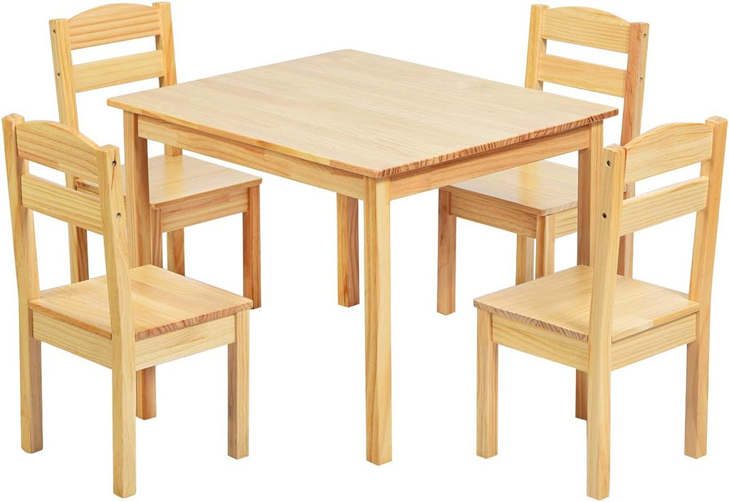 Kids Wooden Table and Chairs 5 Pieces Set Multicolor D43114