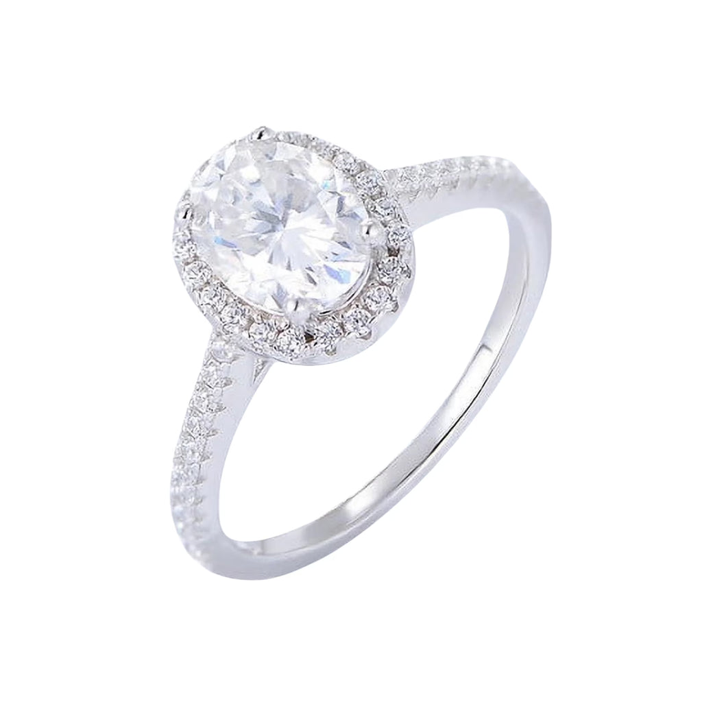 Oval Cut 14k White Gold Plated 925 Sterling Silver Diamond Ring U20197
