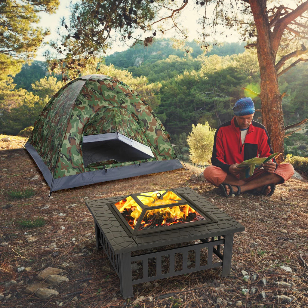 32" Outdoor Metal Square Fire Pit M8953