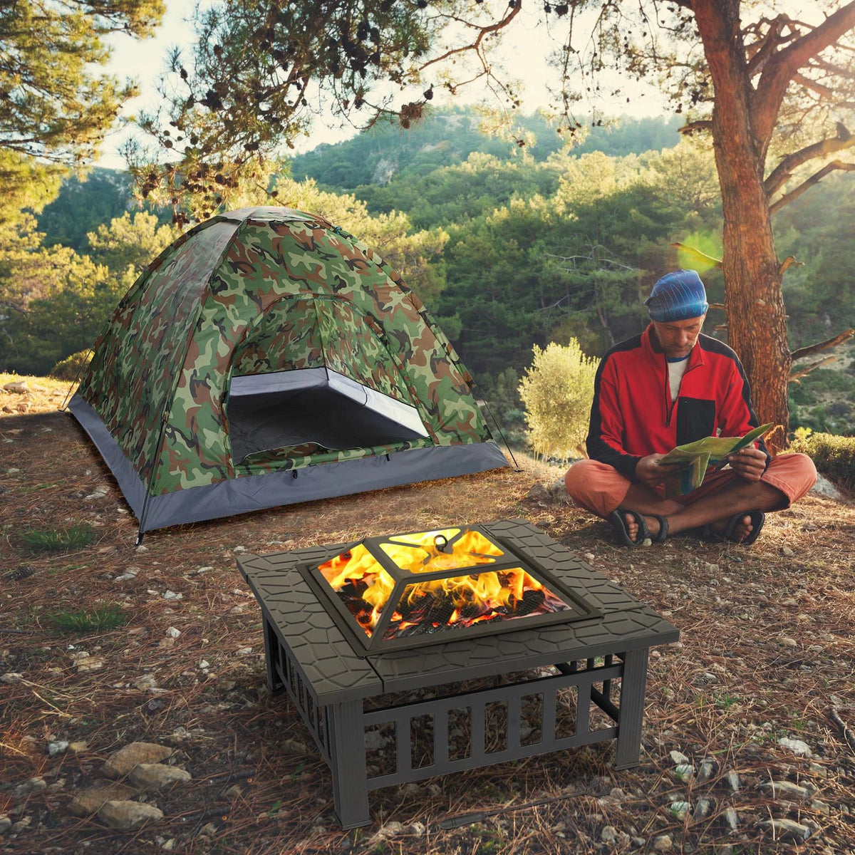 32" Outdoor Metal Square Fire Pit M8953