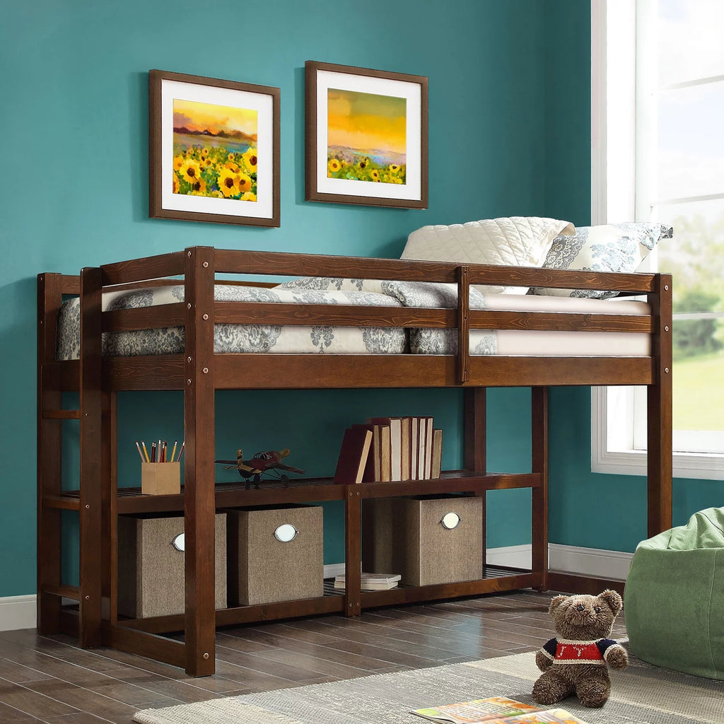 Black Twin Loft Storage Bed K953801
