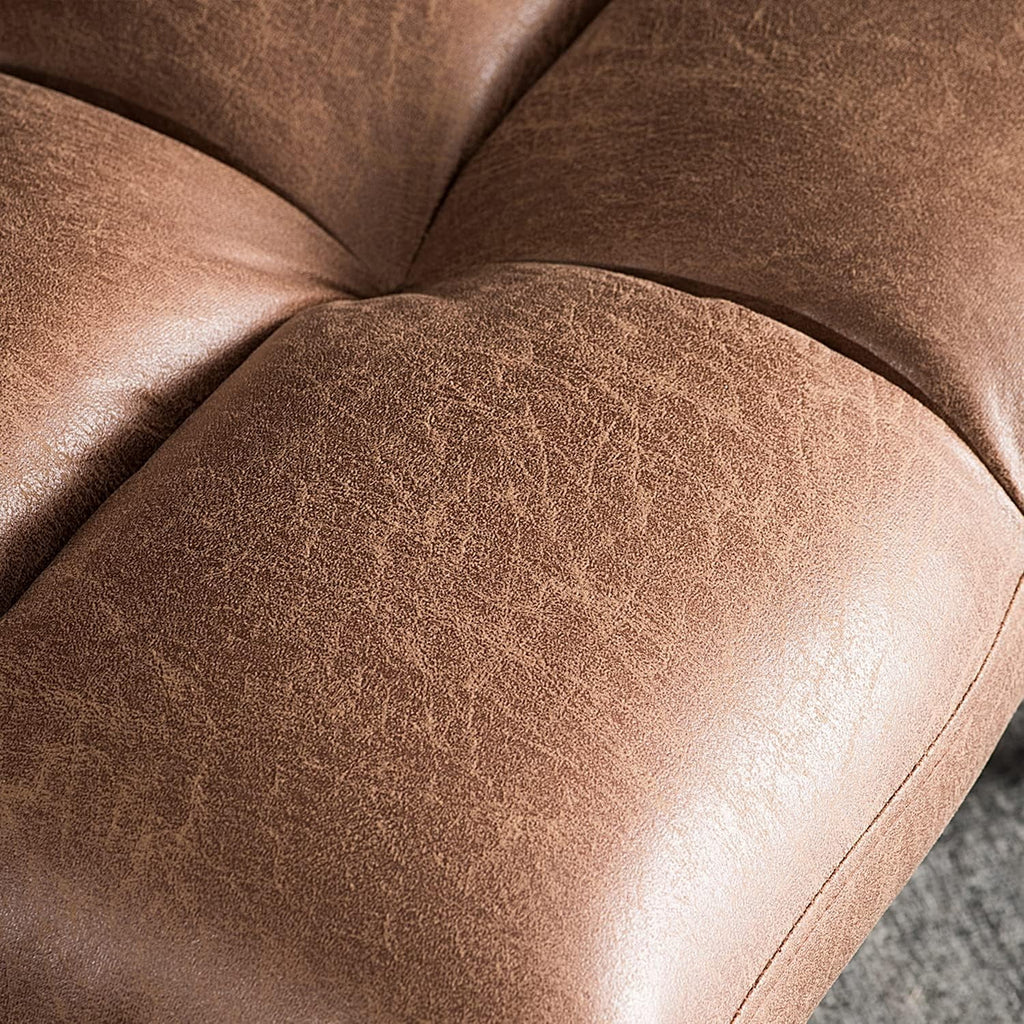 Light Brown Faux Suede Accent Chair with Ottoman Set R2796