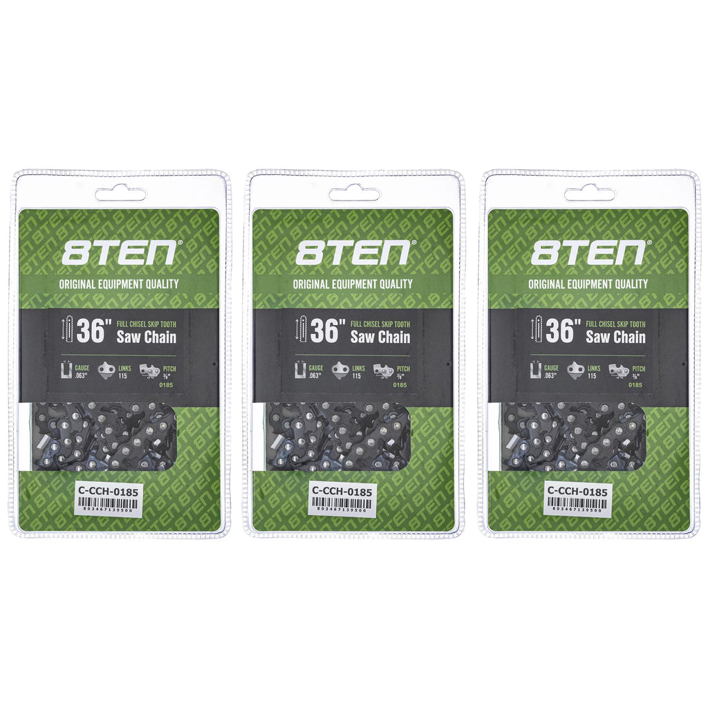 36 inch .063 3/8 115DL Skip Tooth Chainsaw Chain 3 Pack S7048