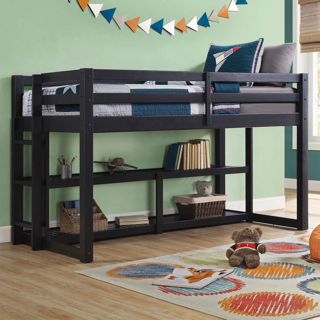 Black Twin Loft Storage Bed K953801