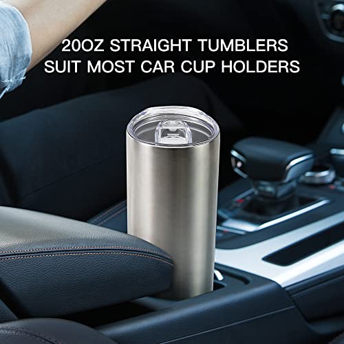 10 Pack 20oz Stainless Steel Vacuum Insulated Tumblers with Lid and Straw E687115