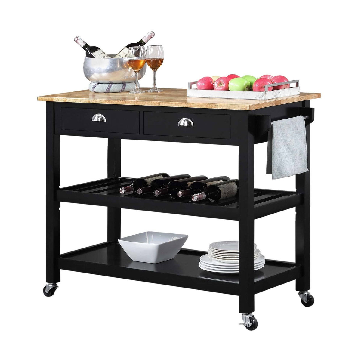 3 Tier Butcher Block Kitchen Cart with Drawers D5704