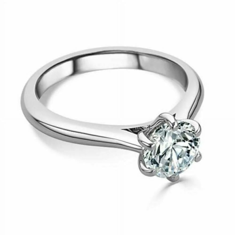 14K White Gold Moissanite Solitaire Engagement Ring S7698