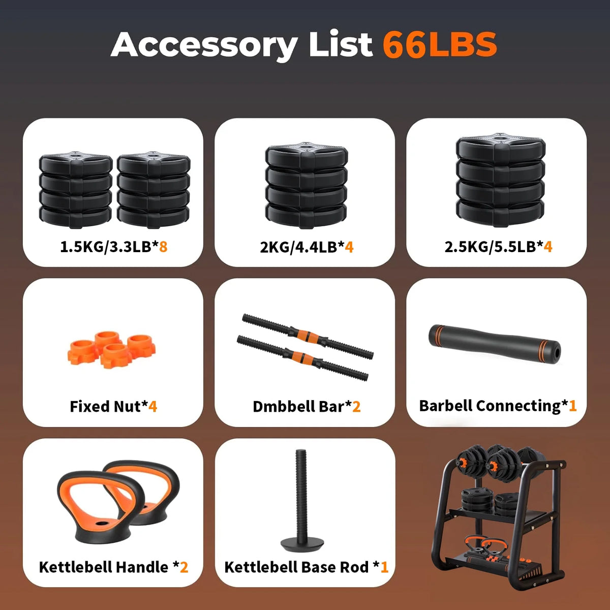 Adjustable Weight Dumbbell Set 4 in 1 X73702