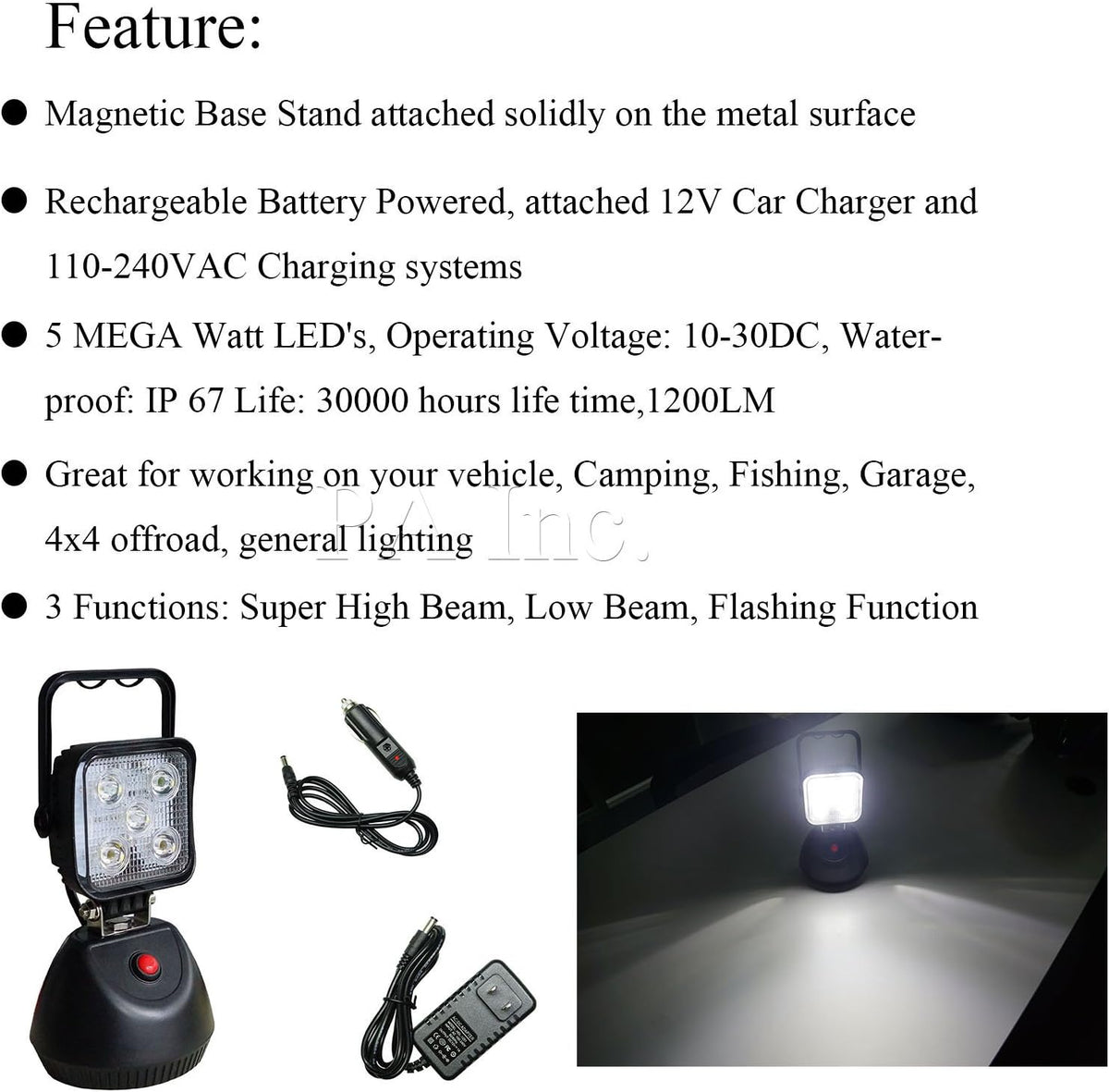 LED 4 Functions Magnetic Rechargeable Portable Flashlight Pack of 2 H4831