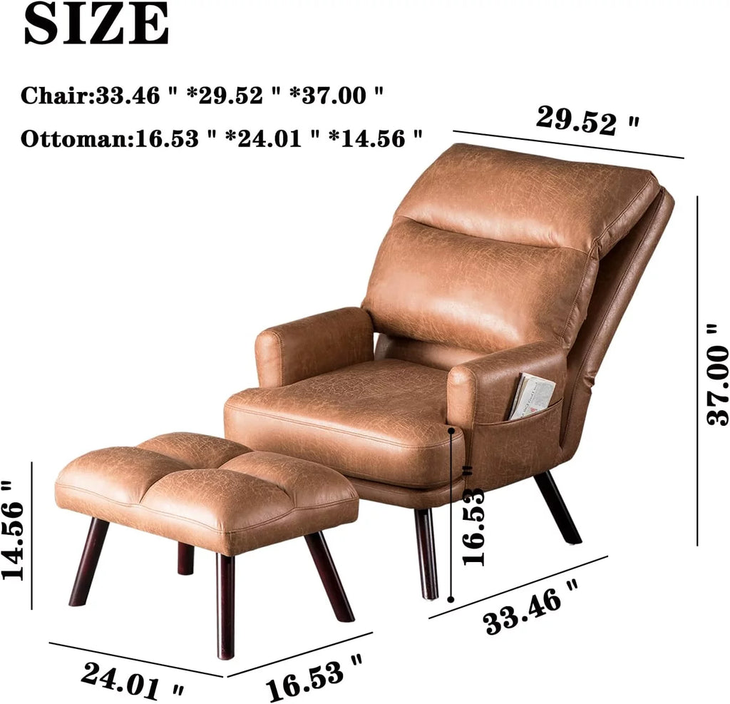 Light Brown Faux Suede Accent Chair with Ottoman Set R2796