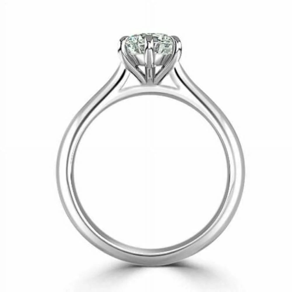 14K White Gold Moissanite Solitaire Engagement Ring S7698