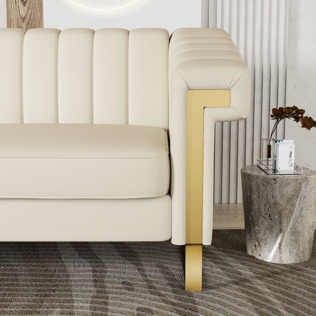 3 Seater Faux Leather Sofa with Removable Cushions I7731
