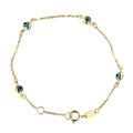 18k Solid Yellow Gold Evil Eye Bracelet 6 inches S817