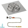 Match Light Fire Pit Kit Square Flat Pan 18x18 inch Pan 12 inch Burner Propane GAS LP V331002