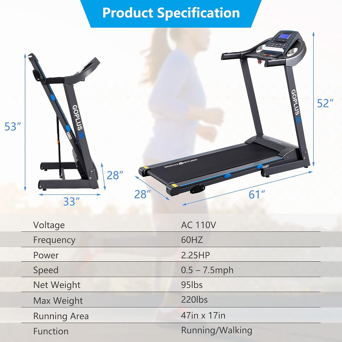 Foldable Treadmill with LCD Display Q581
