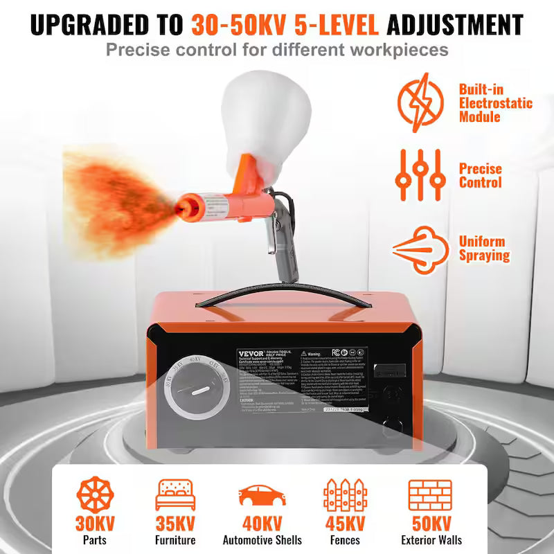 50KV Electrostatic Powder Coating Kit with Spray Gun E71489