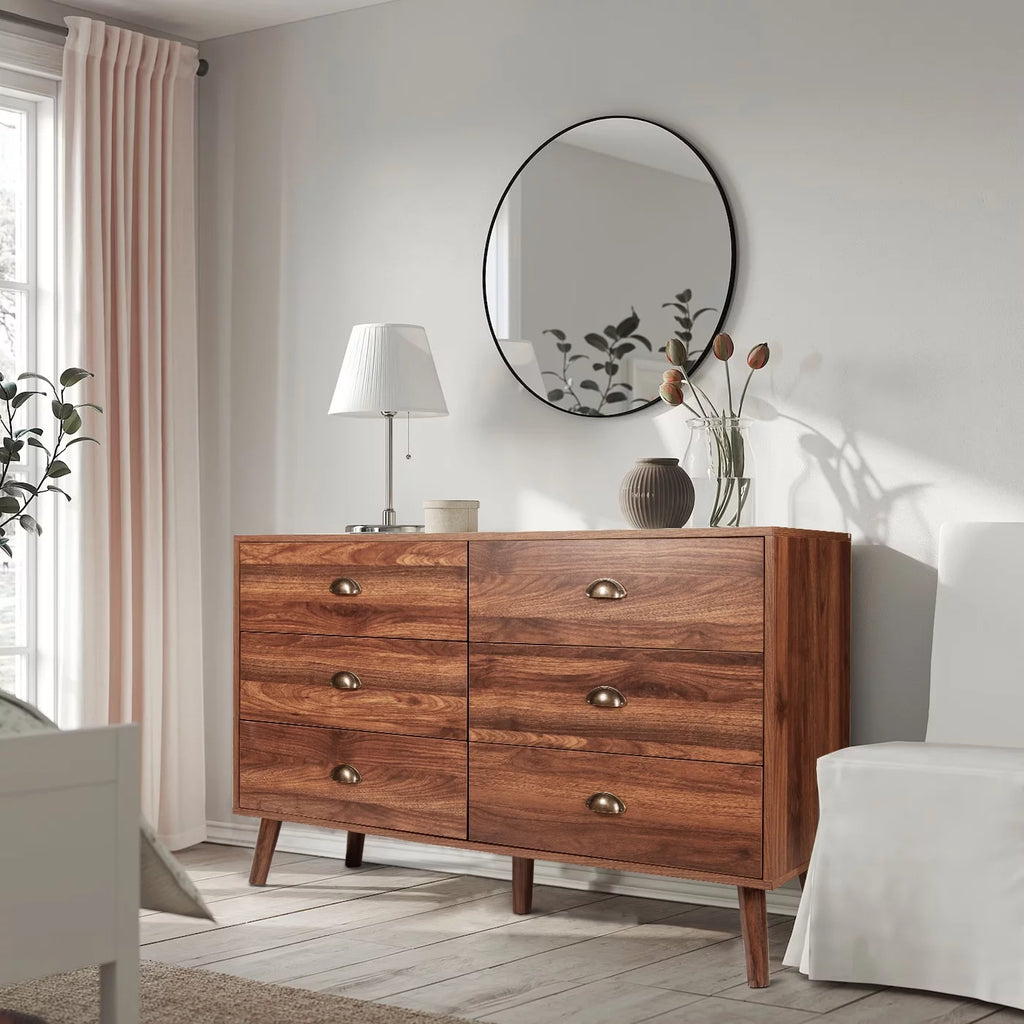Wood 6 Drawer Dresser with Metal Handles G84652