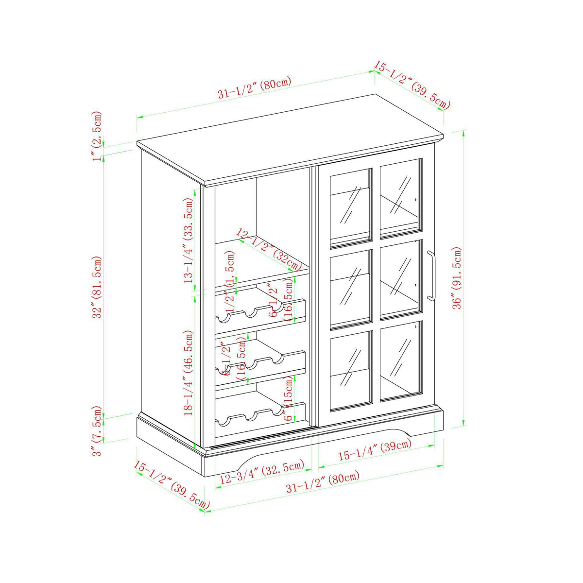 Gray Sliding Window Pane Door Bar Cabinet L983795