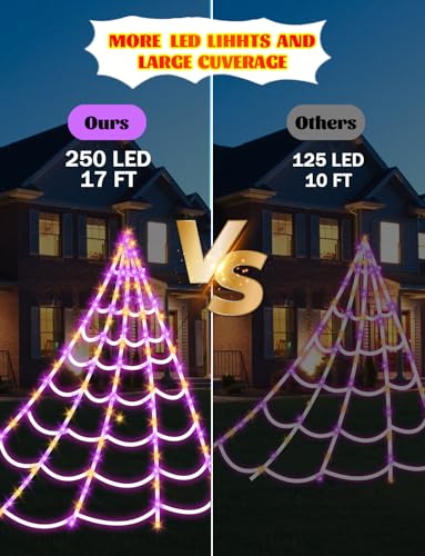 250 LEDs Outdoor Halloween Decor Lights with 4Ft Light-up Spider E9779