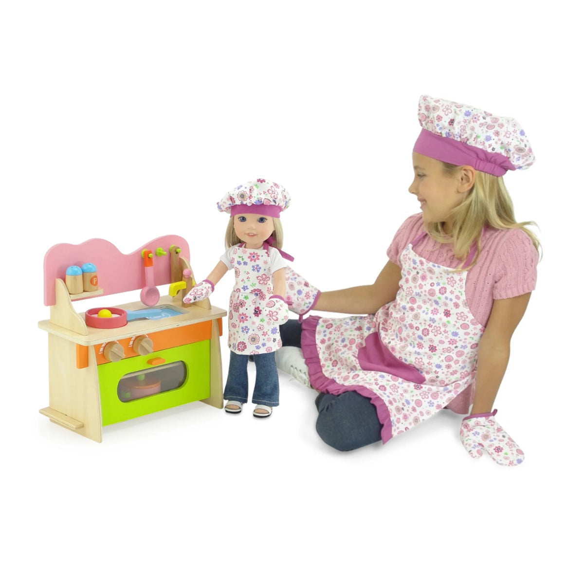 14.5 inch Doll Kitchen Set with Baking Oven, Stove, Sink and Cookware Accessories R4158
