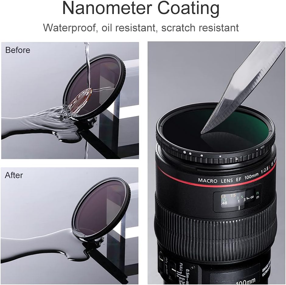 77mm Variable ND Filter ND8-ND128 (3-7 Stop) HD Hydrophobic VND Filter A57740