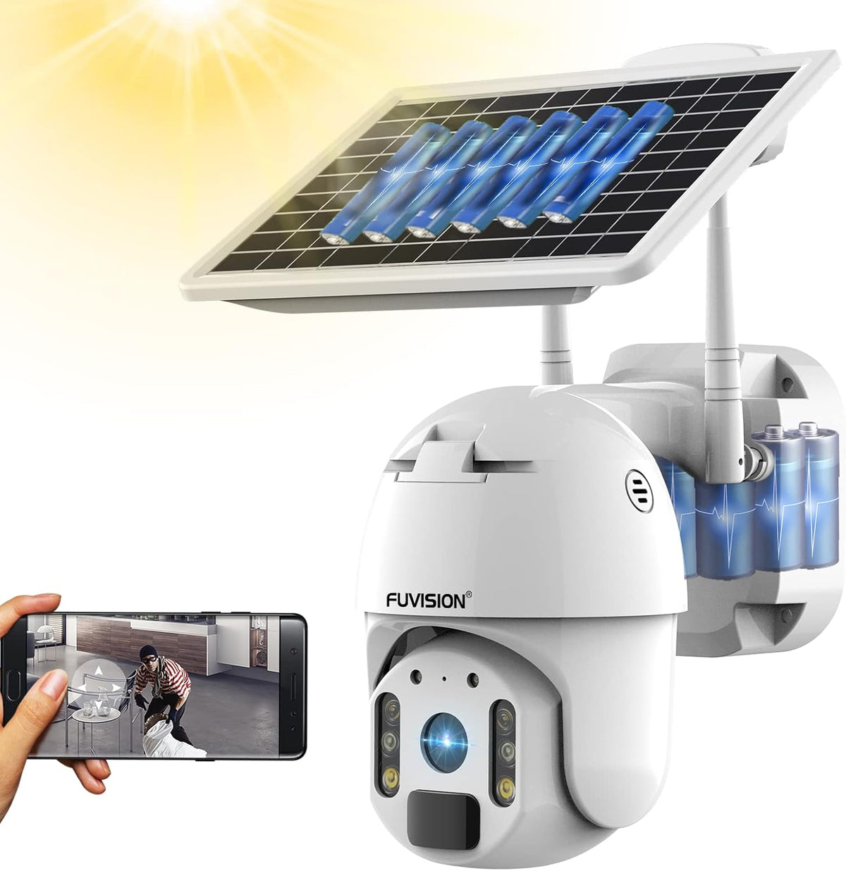 23600 Mah Solar Powered 1080P PTZ Security Camera E245627