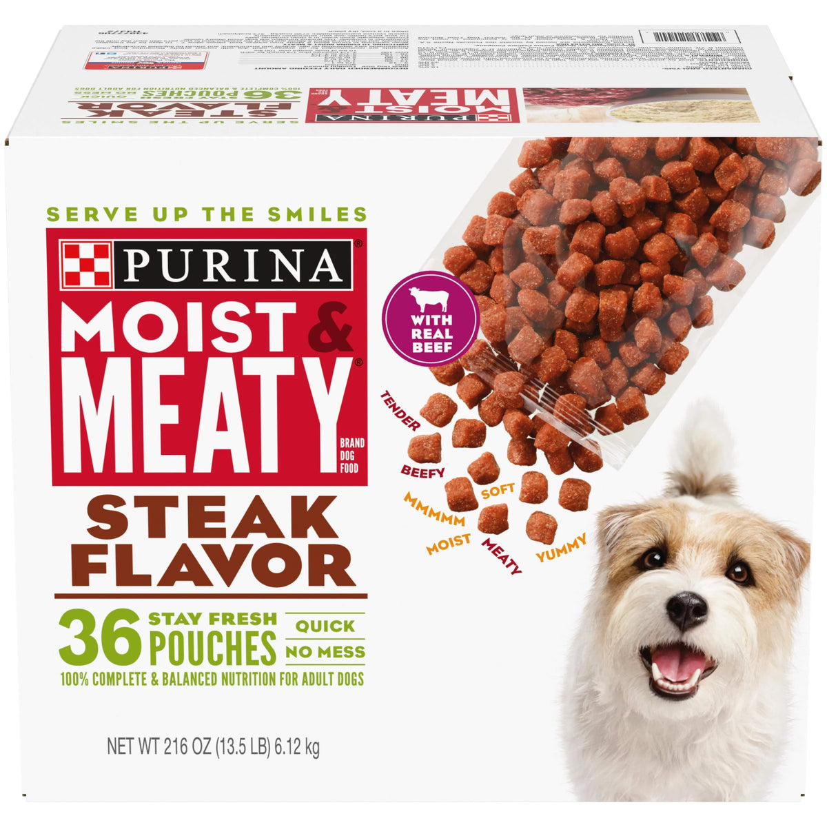 Steak Flavor Wet Dog Food, 36 ct. Pouch H9171
