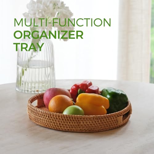 14 Inch Round Serving Tray with Cut Out Handles I764960