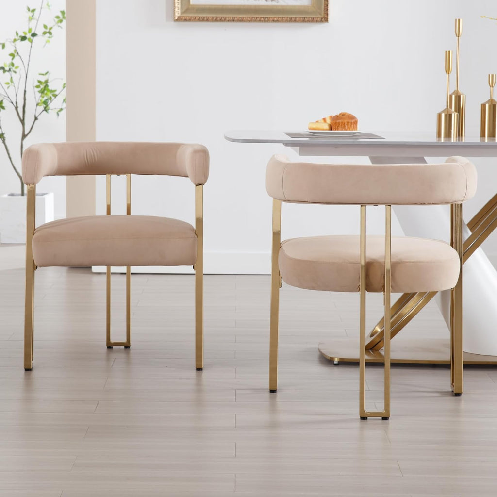 Set of 6 Velvet Khaki Dining Chairs M952715