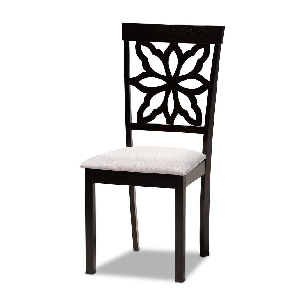Grey Fabric Upholstered Dark Brown Wood 7-Piece Dining Set G790