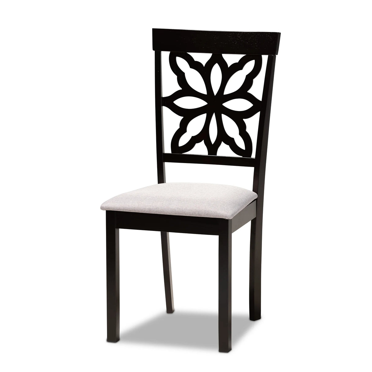 Grey Fabric Upholstered Dark Brown Wood 7-Piece Dining Set G790