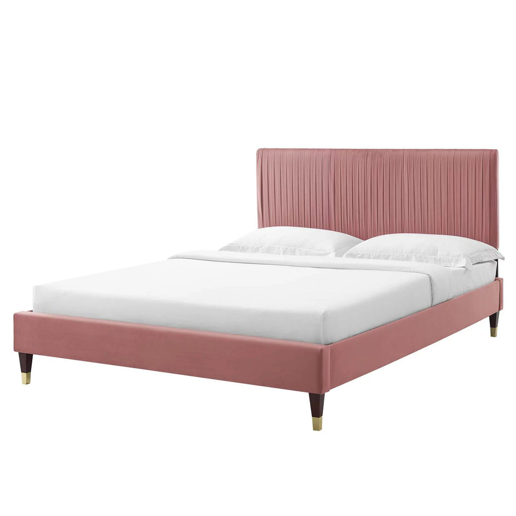 Full Size Velvet Platform Bed Frame K47447