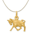 14k Yellow Gold Taurus Zodiac Diamond Cut Necklace - 16 Inch T2607