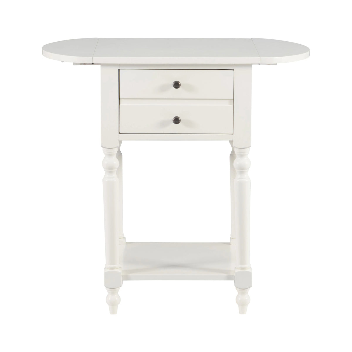 White Single Drawer End Table with Shelf and Dropleaf G3907