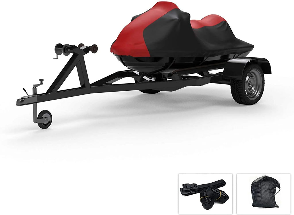 Red Black Trailerable Jet Ski Cover with Trailer Straps and Storage Bag S79083