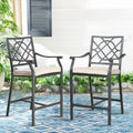Metal Patio Counter Height Bar Stools with Beige Cushion, Set of 2 K8084