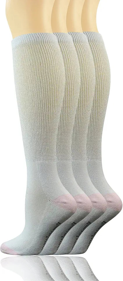Cotton Knee-Hi Diabetic Socks with Cushion Sole and Seamless Toe, 4 Pairs G463