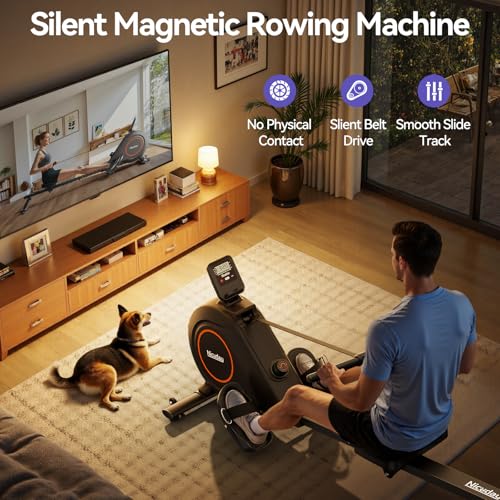 Quiet Magnetic Rowing Machine 350lb Capacity 16 Levels Adjustable Resistance Foldable J741