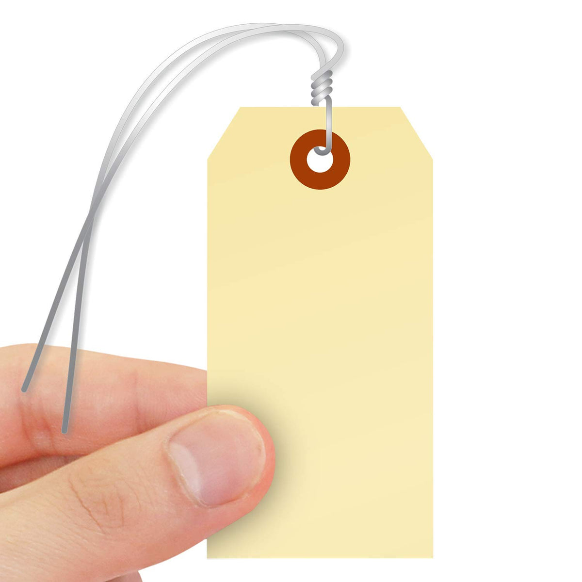 Blank Manila Shipping Tags with Wire, Size #3, 13pt Cardstock, 3 3/4 x 1 7/8, Pack of 1000 B67062