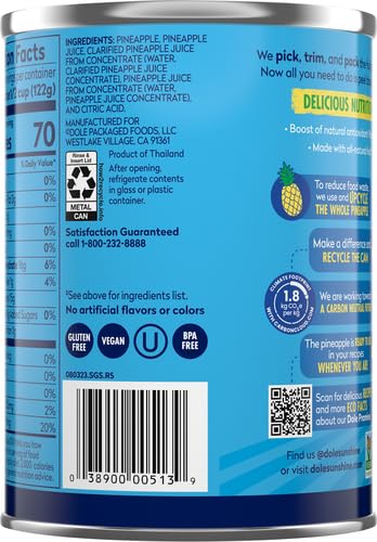 Pineapple Tidbits in 100% Pineapple Juice, 20 Oz (Pack of 6) V673